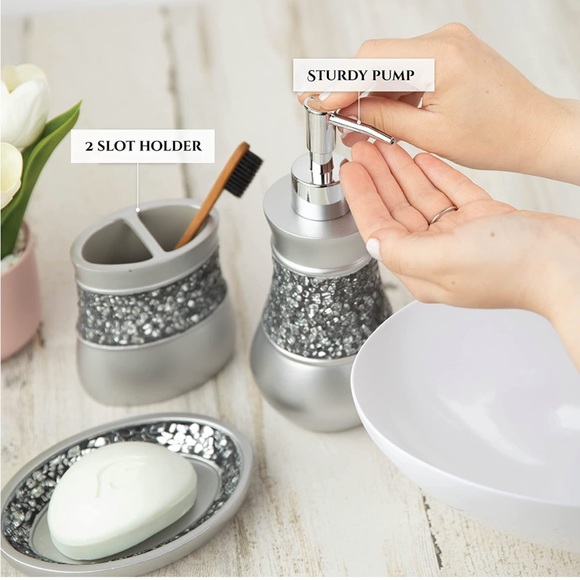 Decorative Crackled Glass 6 Piece Bathroom - Picture 5 of 6